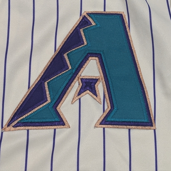 Majestic MLB Arizona D-Backs Men's XL Ivory Purple Pin-stripe #11 Sexson Jersey - Picture 8 of 16
